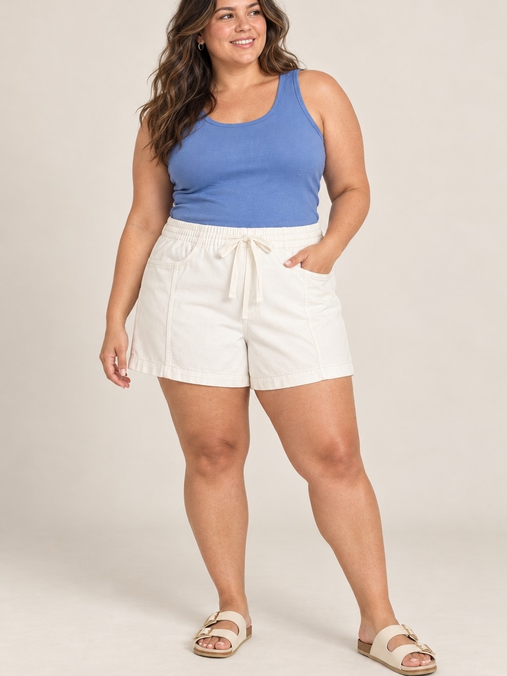 Universal Thread XXL White High-Rise Drawstring Denim Shorts NWT